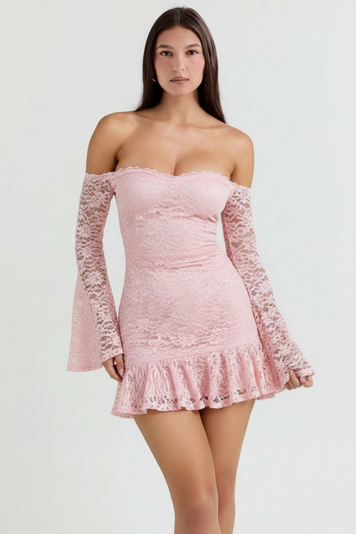 Soft pink lace dress