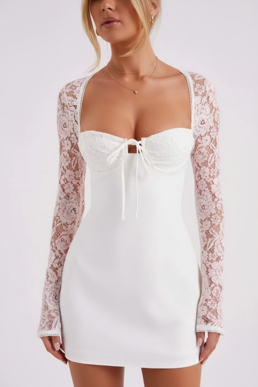 White Lace Mini Dress